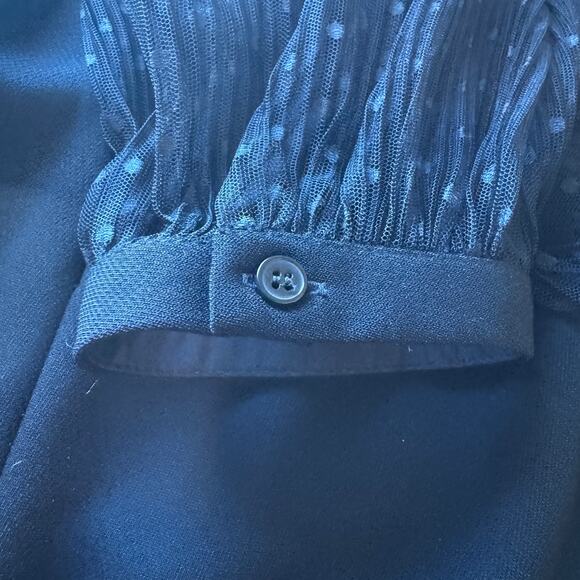 Adelyn Rae Sz L Black Jumpsuit Open Back Sheer Sleeves Wide Leg Classic Elegant - Picture 14 of 15